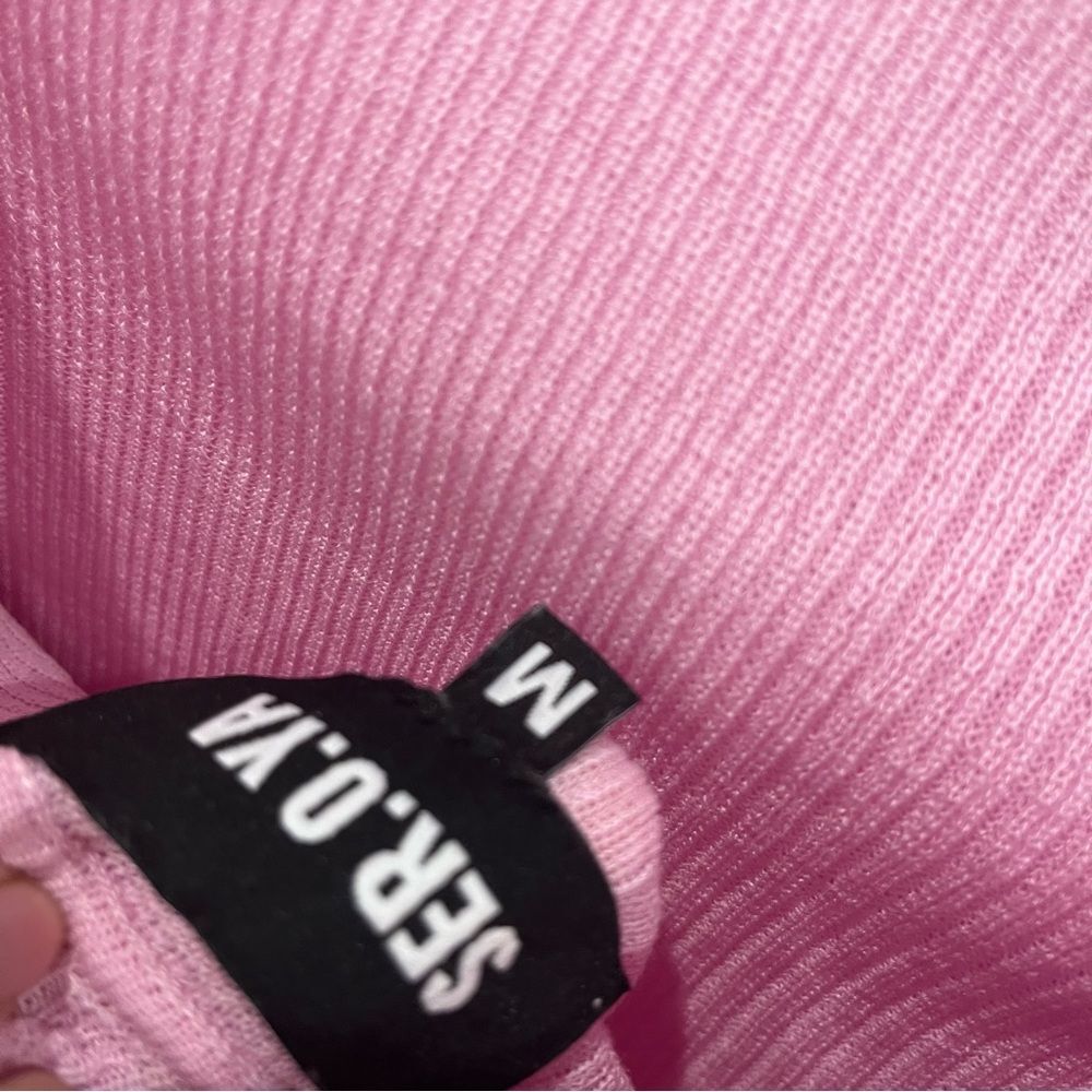 NEW SER.O.YA Mini Dress Pink Knit Galli Off Shoulder Long Sleeve size M - Picture 9 of 10